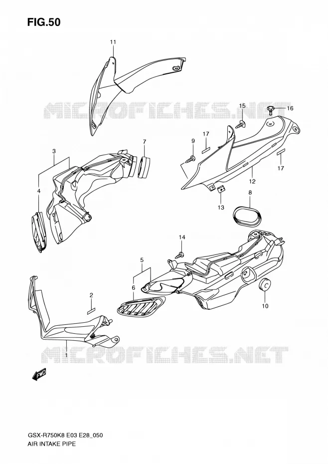 PRISE D AIR (MODEL K8) Suzuki MOTO 750 GSX-R 2008  GSX-R750 K8 (E03,E28,E33)