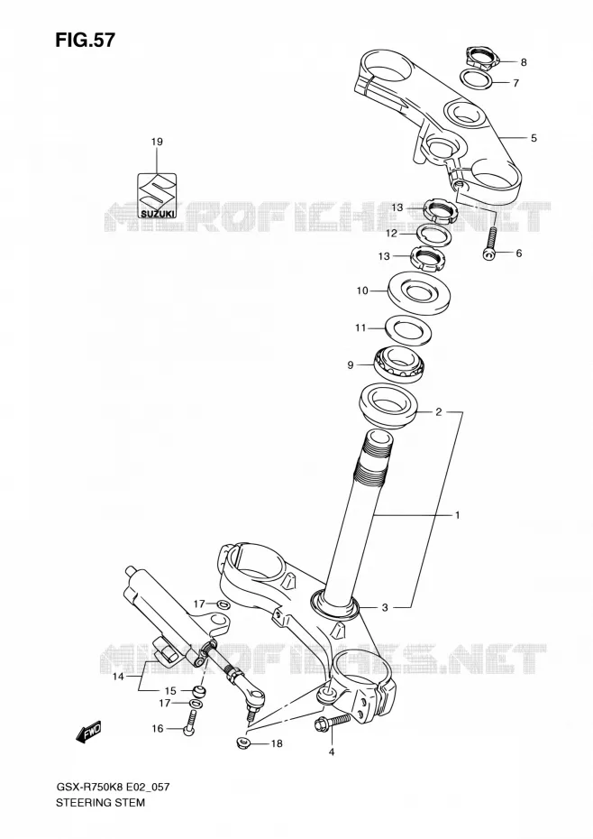 COLONNE DE DIRECTION Suzuki MOTO 750 GSX-R 2008  GSX-R750K8(E24)