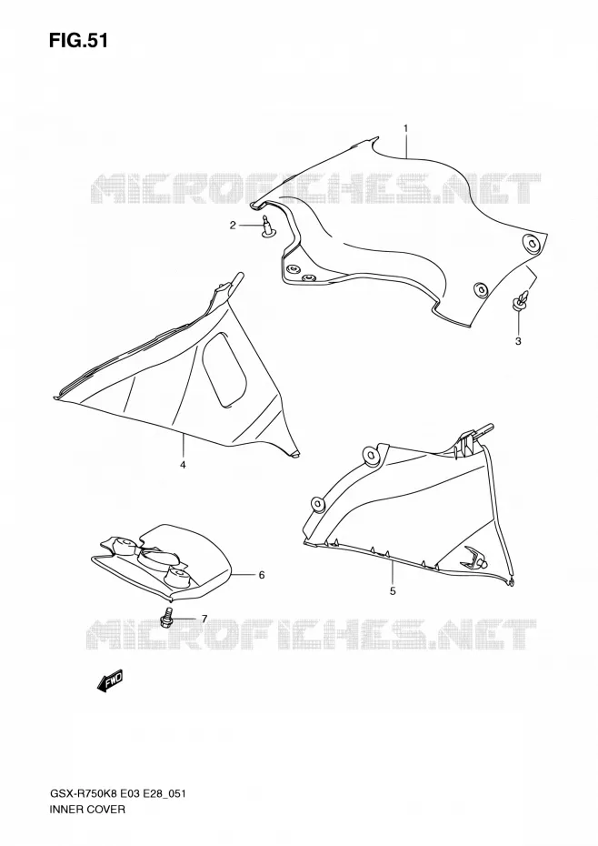 COUVERCLE INTERIEUR Suzuki MOTO 750 GSX-R 2009  GSX-R750 K9 (E03,E28,E33)