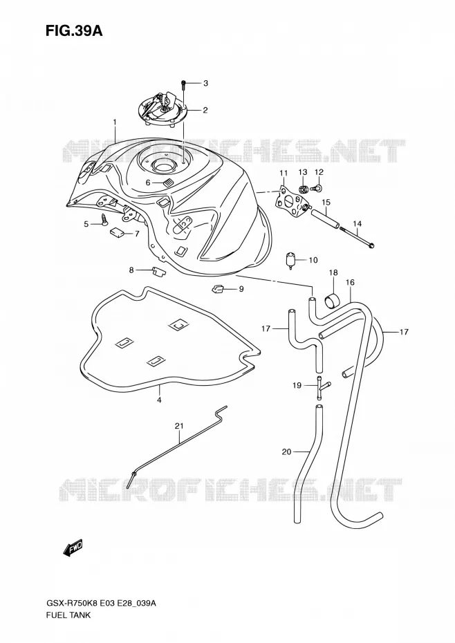 RESERVOIR D'ESSENCE (MODEL K9) Suzuki MOTO 750 GSX-R 2009  GSX-R750 K9 (E03,E28,E33)