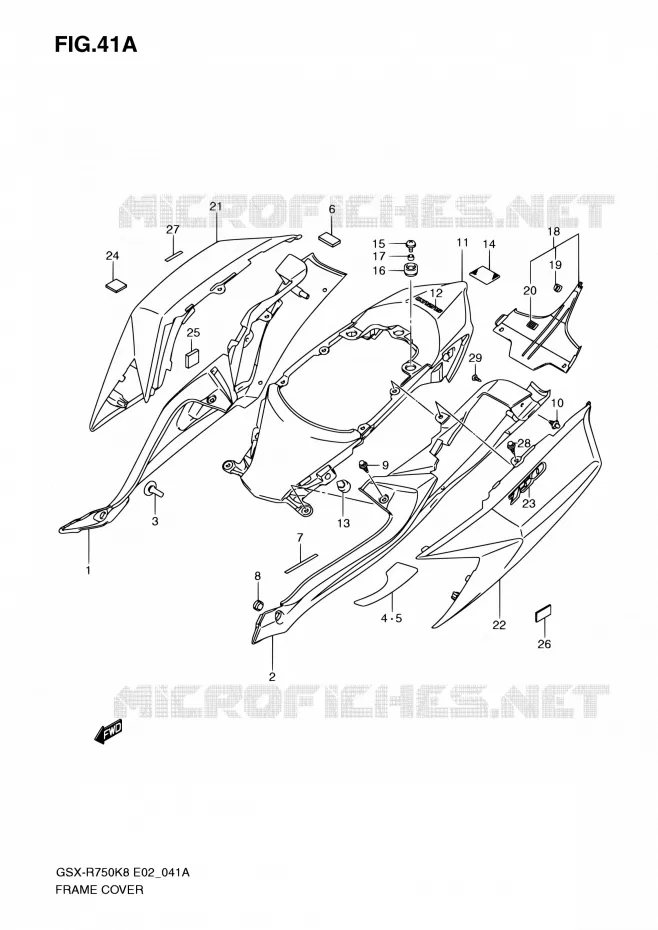 CARENAGES ARRIERE (MODEL K9) Suzuki MOTO 750 GSX-R 2009  GSX-R750K9(E19)