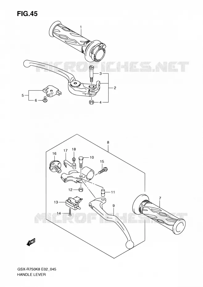 ENSEMBLE LEVIERS - POIGNEES Suzuki MOTO 750 GSX-R 2009  GSX-R750K9(E24)