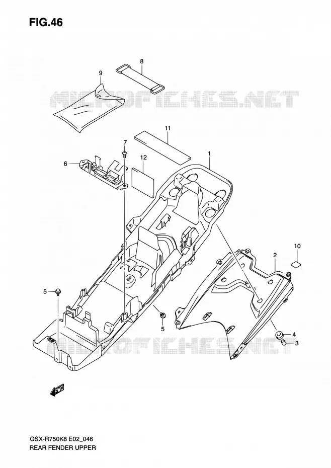 GARDE BOUE ARRIERE SUPERIEUR Suzuki MOTO 750 GSX-R 2010  GSX-R750 L0 (E02,E19)