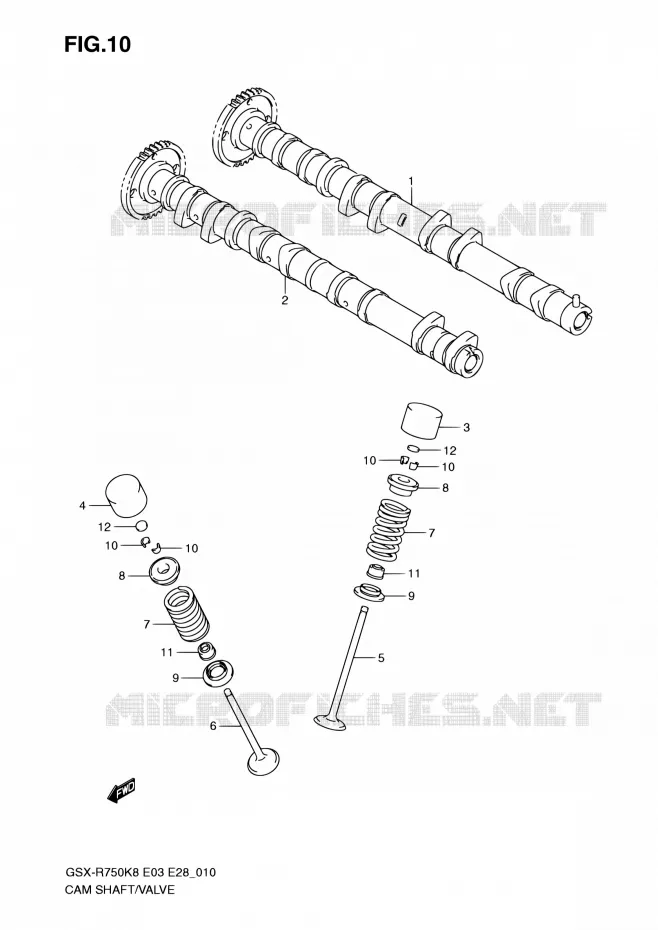 ARBRE A CAMES - VALVE Suzuki MOTO 750 GSX-R 2010  GSX-R750 L0 (E03,E28,E33)