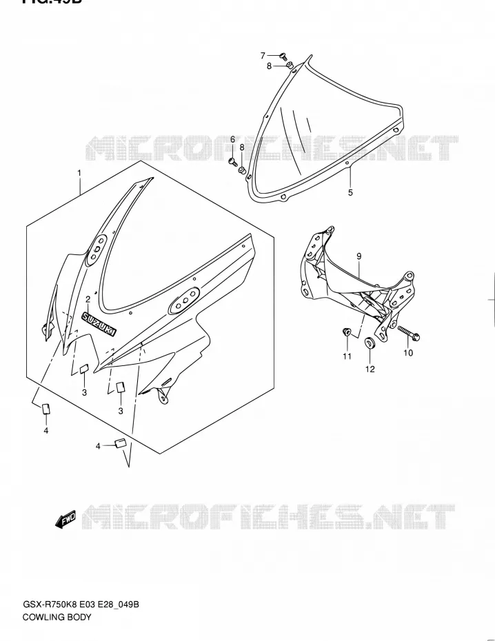 CARENAGES - ETIQUETTES (MODEL L0) Suzuki MOTO 750 GSX-R 2010  GSX-R750 L0 (E03,E28,E33)