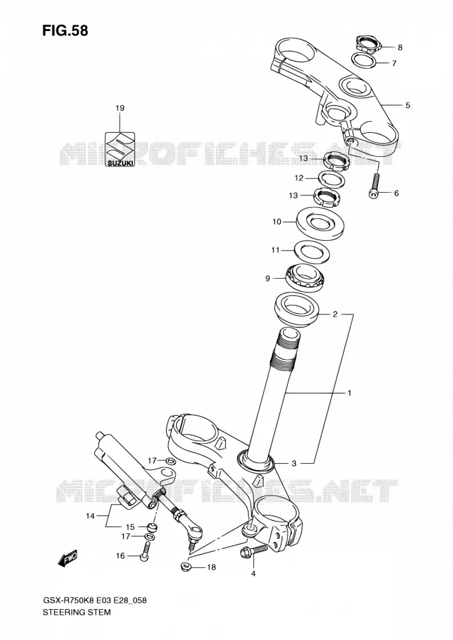 COLONNE DE DIRECTION Suzuki MOTO 750 GSX-R 2010  GSX-R750 L0 (E03,E28,E33)