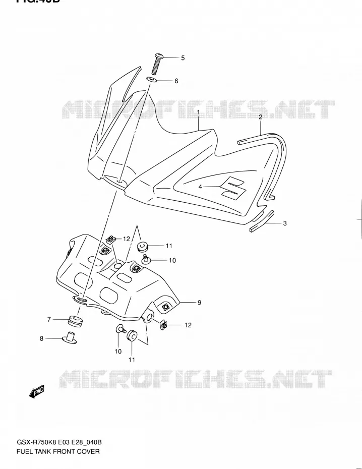 COUVRE RESERVOIR (MODEL L0) Suzuki MOTO 750 GSX-R 2010  GSX-R750 L0 (E03,E28,E33)