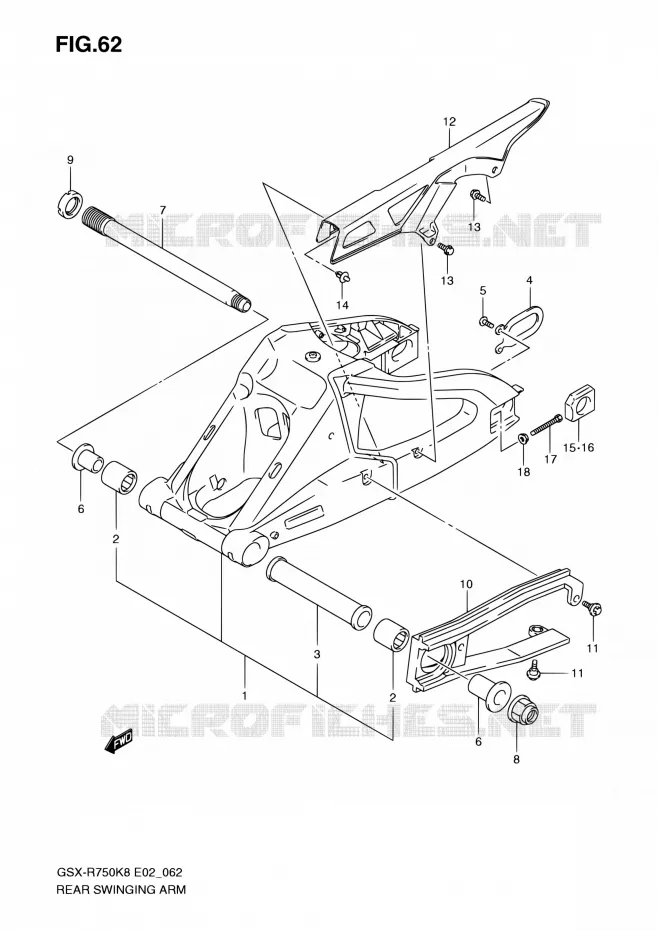 BRAS OSCILLANT ARRIERE Suzuki MOTO 750 GSX-R 2010  GSX-R750L0(E24)