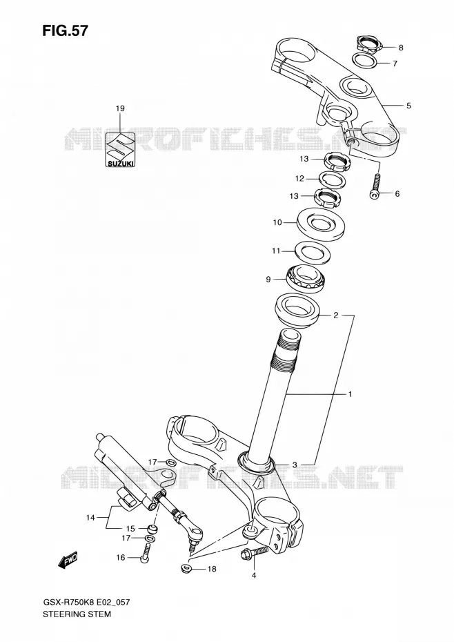 COLONNE DE DIRECTION Suzuki MOTO 750 GSX-R 2010  GSX-R750L0(E24)