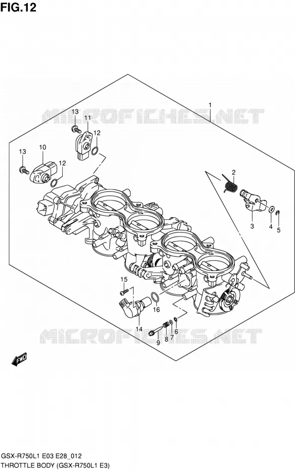 CORPS DE PAPILLON (GSX-R750L1 E03) Suzuki MOTO 750 GSX-R 2011  GSX-R750 L1 (E03,E28,E33)