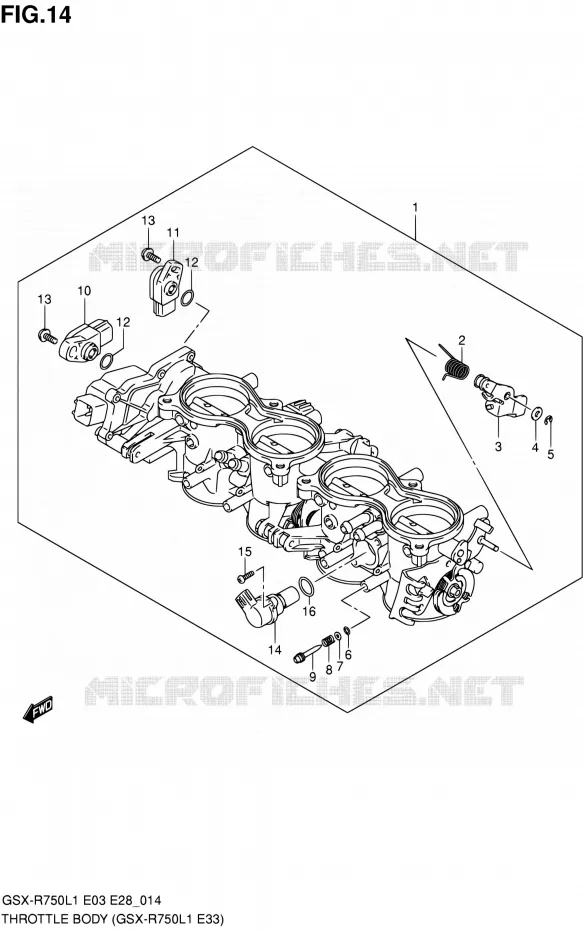 CORPS DE PAPILLON (GSX-R750L1 E33) Suzuki MOTO 750 GSX-R 2011  GSX-R750 L1 (E03,E28,E33)