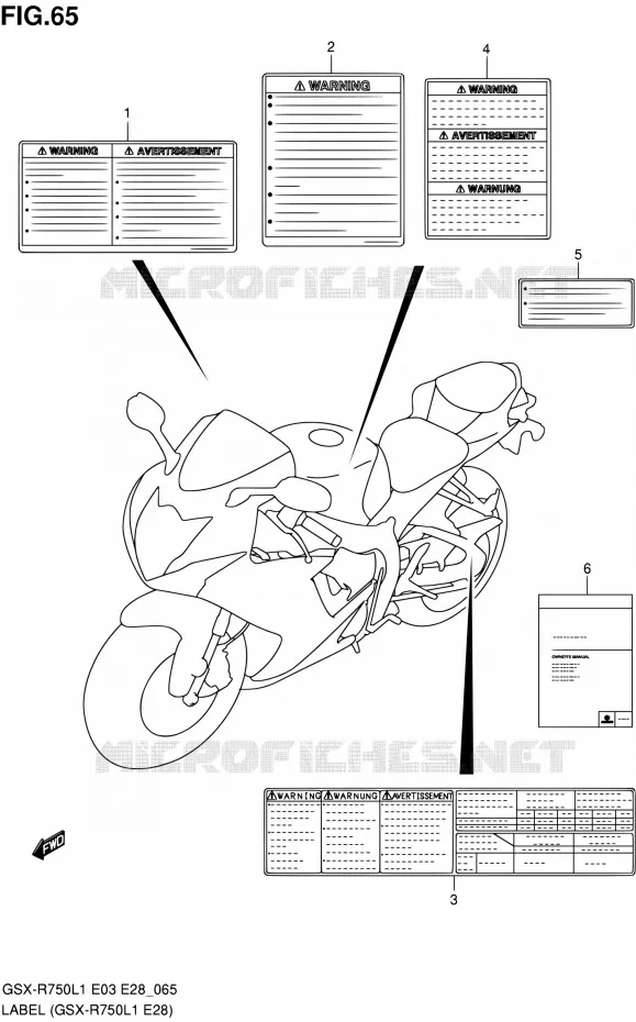 ETIQUETTE (GSX-R750L1 E28) Suzuki MOTO 750 GSX-R 2011  GSX-R750 L1 (E03,E28,E33)
