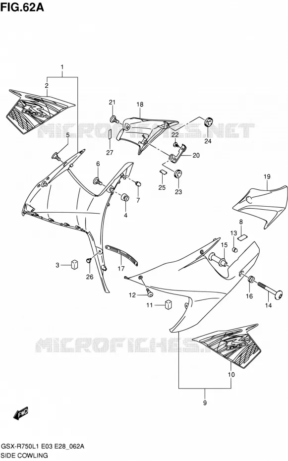 FLANCS DE CARENAGES (6UX) Suzuki MOTO 750 GSX-R 2011  GSX-R750 L1 (E03,E28,E33)