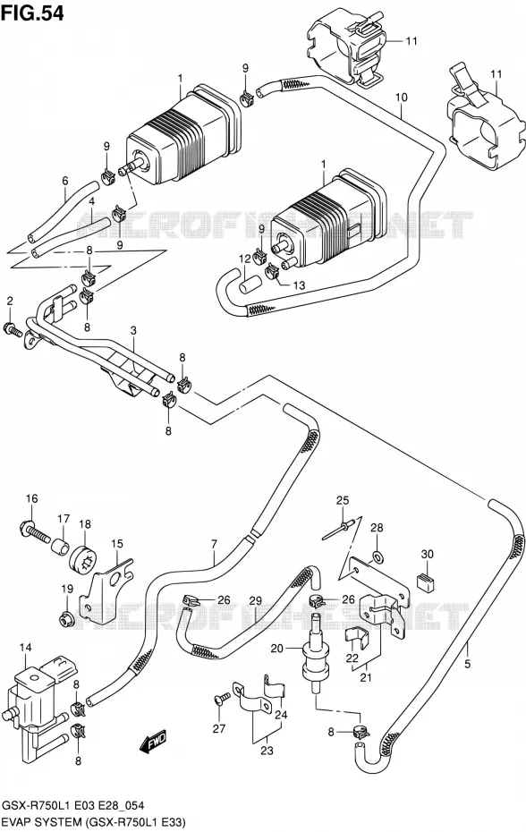 SYSTÈME DE RECYCLAGE VAPEURS CARBURANT (GSX-R750L1 E33) Suzuki MOTO 750 GSX-R 2011  GSX-R750 L1 (E03,E28,E33)