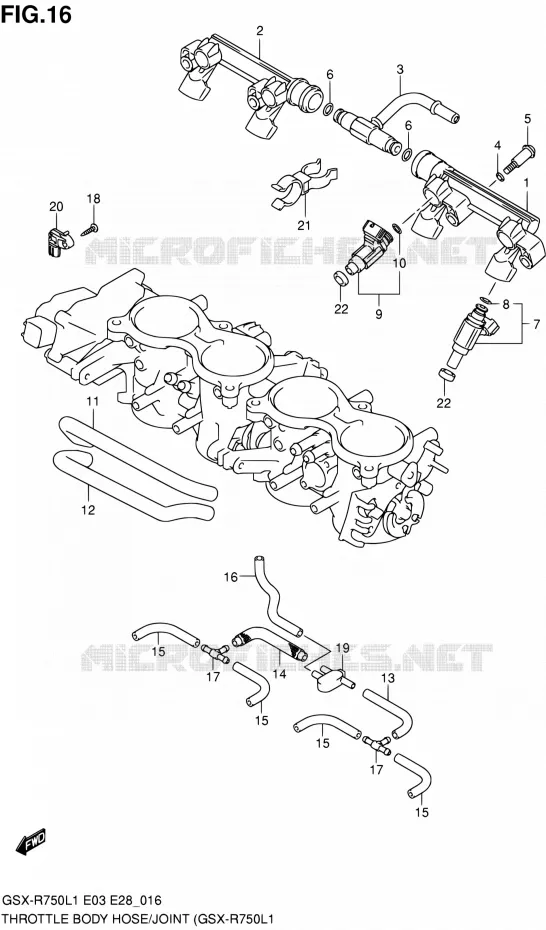 SYSTÈME D'INJECTION (GSX-R750L1 E28) Suzuki MOTO 750 GSX-R 2011  GSX-R750 L1 (E03,E28,E33)