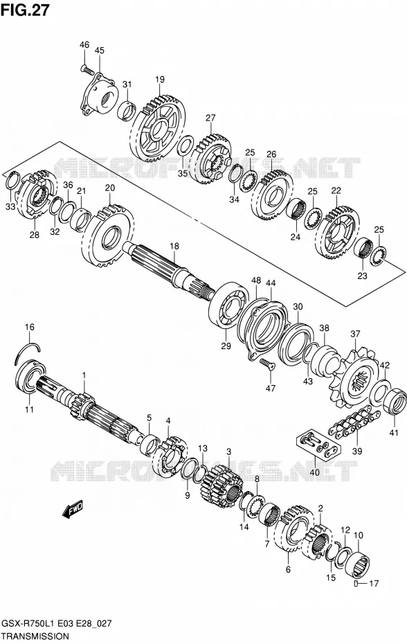 TRANSMISSION Suzuki MOTO 750 GSX-R 2011  GSX-R750 L1 (E03,E28,E33)