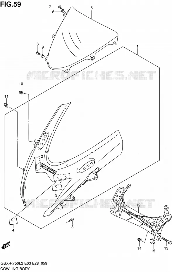 CARENAGES - ETIQUETTES Suzuki MOTO 750 GSX-R 2012  GSX-R750L2(E03,E28,E33)