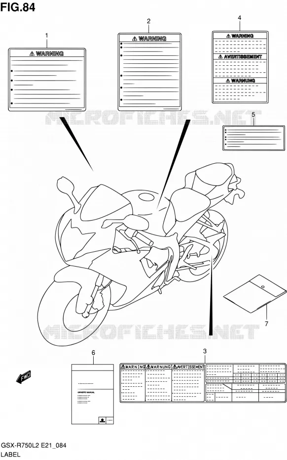 ETIQUETTE (GSX-R750UFL2 E21) Suzuki MOTO 750 GSX-R 2012  GSX-R750L2(E24)