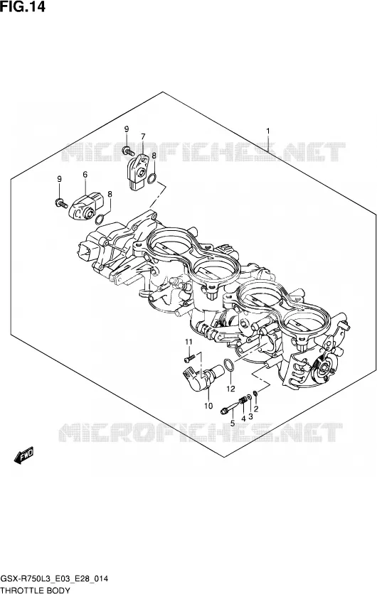CORPS DE PAPILLON (GSX-R750L3 E33) Suzuki MOTO 750 GSX-R 2013  GSX-R750 L3 (E03,E28,E33)