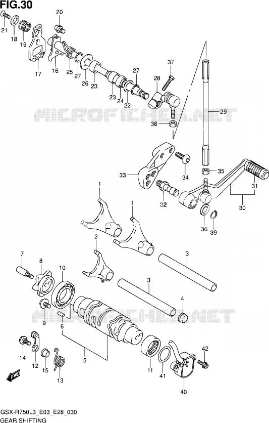 ENSEMBLE SELECTEUR DE VITESSES Suzuki MOTO 750 GSX-R 2013  GSX-R750 L3 (E03,E28,E33)