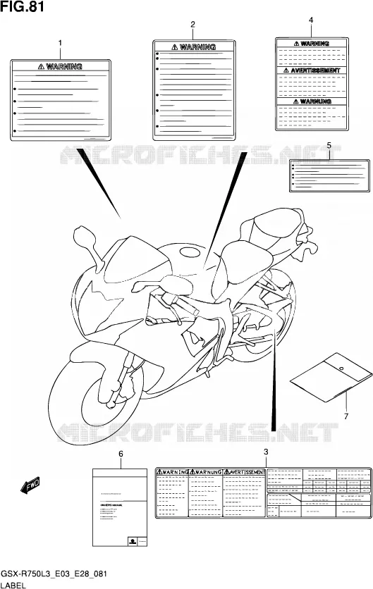 ETIQUETTE (GSX-R750L3 E28) Suzuki MOTO 750 GSX-R 2013  GSX-R750 L3 (E03,E28,E33)