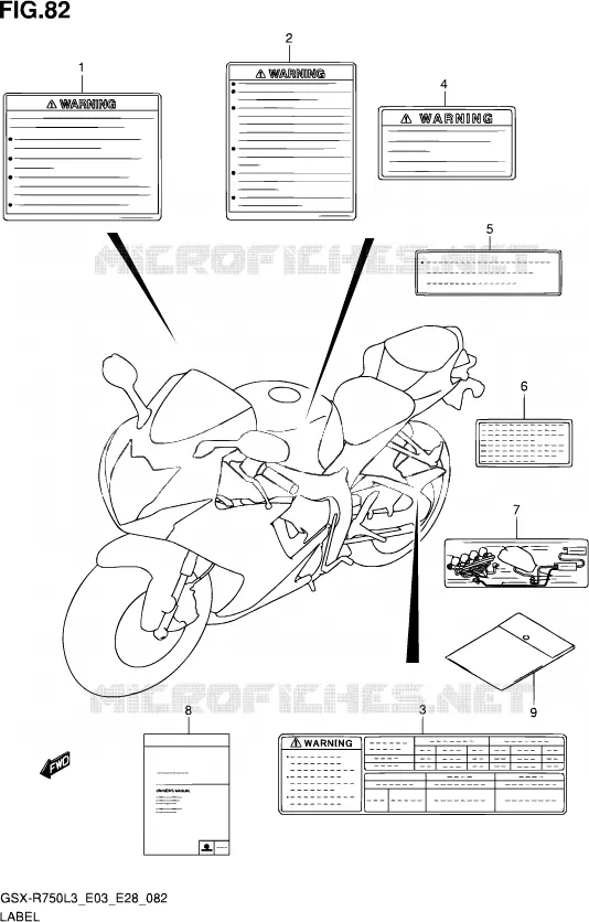 ETIQUETTE (GSX-R750L3 E33) Suzuki MOTO 750 GSX-R 2013  GSX-R750 L3 (E03,E28,E33)