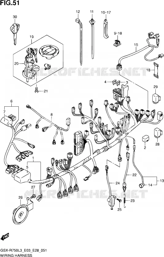 FAISCEAU ELECTRIQUE (GSX-R750L3 E28) Suzuki MOTO 750 GSX-R 2013  GSX-R750 L3 (E03,E28,E33)
