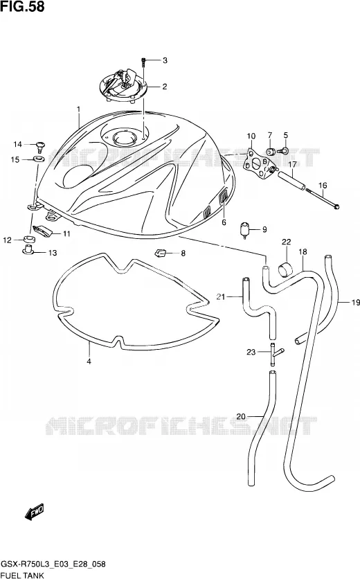 RESERVOIR D'ESSENCE (GSX-R750L3 E28) Suzuki MOTO 750 GSX-R 2013  GSX-R750 L3 (E03,E28,E33)