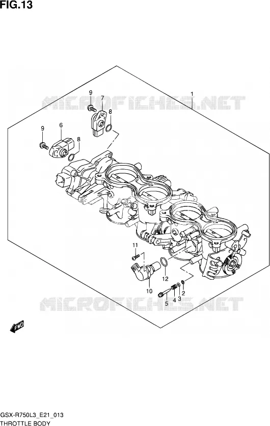 CORPS DE PAPILLON (GSX-R750L3 E24) Suzuki MOTO 750 GSX-R 2013  GSX-R750 L3 (E21)