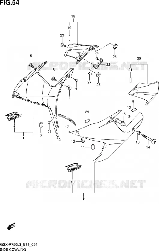 FLANCS DE CARENAGES (AGQ) Suzuki MOTO 750 GSX-R 2013  GSX-R750 L3 (E99)