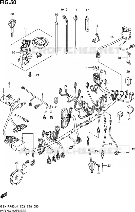 FAISCEAU ELECTRIQUE (GSX-R750L4 E03) Suzuki MOTO 750 GSX-R 2014  GSX-R750 L4 (E03,E28,E33)
