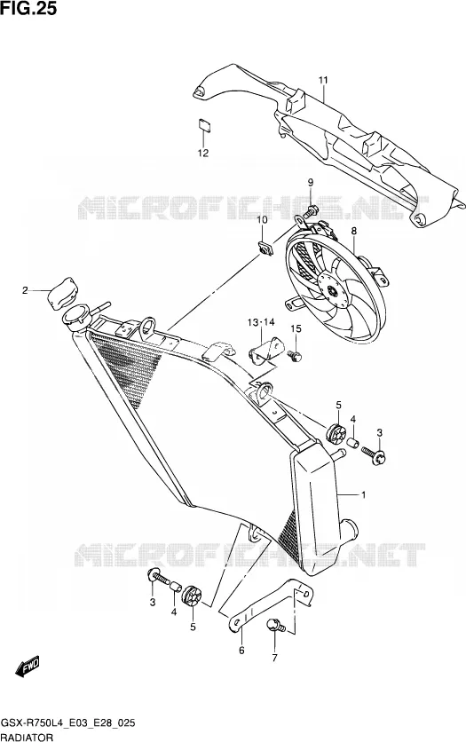 RADIATEUR (GSX-R750L4 E33) Suzuki MOTO 750 GSX-R 2014  GSX-R750 L4 (E03,E28,E33)