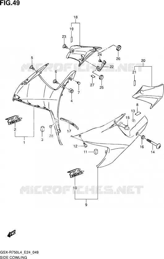FLANCS DE CARENAGES (AGQ) Suzuki MOTO 750 GSX-R 2014  GSX-R750 L4 (E24)