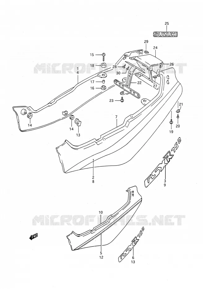 CARENAGES ARRIERE Suzuki MOTO 750 GSX-R 1991  GSX-R750 M (E03,E28,E33)