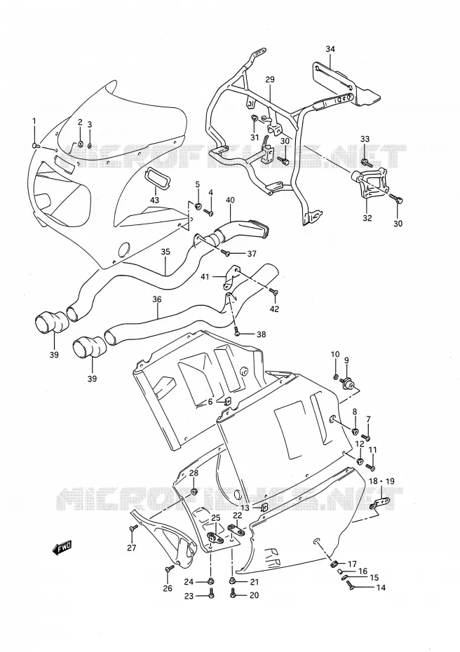 CARENAGES ET SUPPORTS AVANT Suzuki MOTO 750 GSX-R 1991  GSX-R750 M (E03,E28,E33)