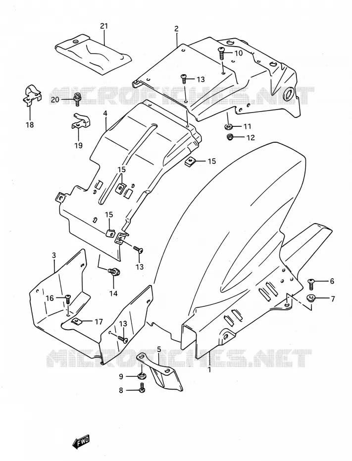 GARDE BOUE ARRIERE Suzuki MOTO 750 GSX-R 1991  GSX-R750 M (E03,E28,E33)