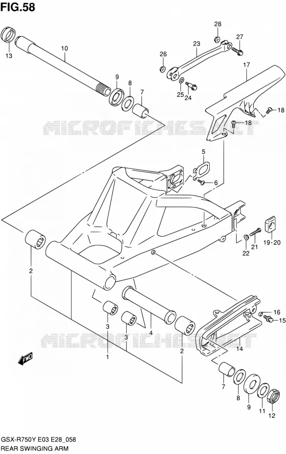BRAS OSCILLANT ARRIERE (MODELE Y/K1) Suzuki MOTO 750 GSX-R 2000  GSX-R750Y(E03,E28,E33)