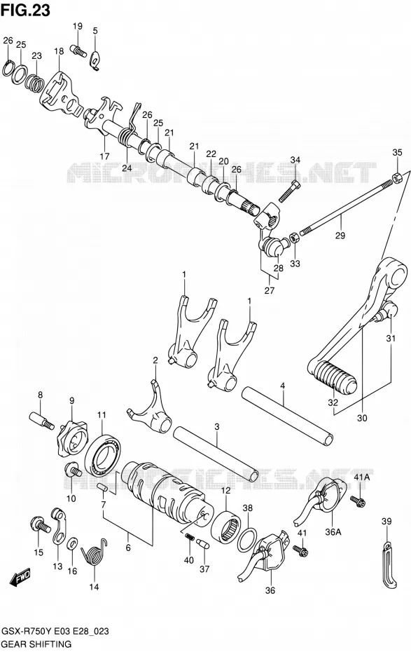 ENSEMBLE SELECTEUR DE VITESSES Suzuki MOTO 750 GSX-R 2000  GSX-R750Y(E03,E28,E33)