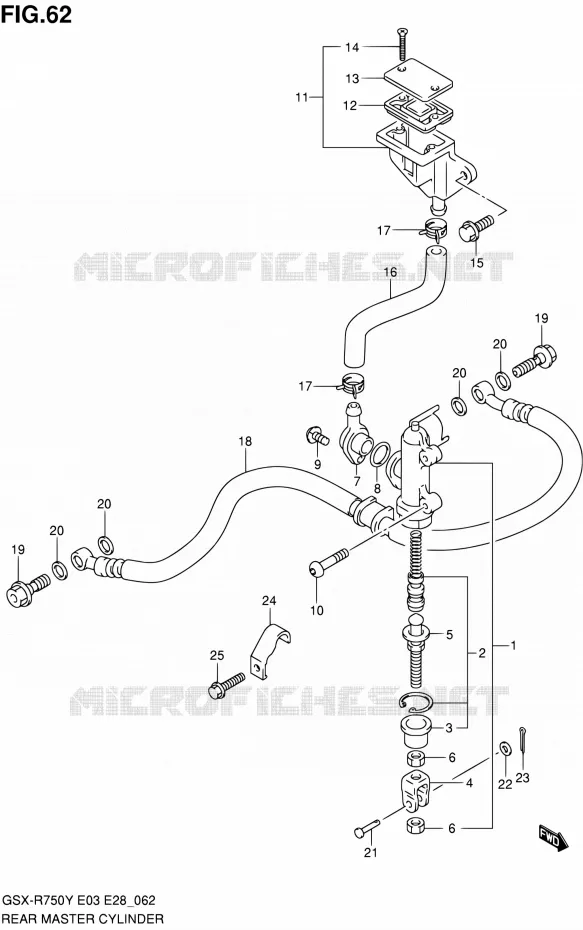 MAITRE CYLINDRE ARRIERE Suzuki MOTO 750 GSX-R 2000  GSX-R750Y(E03,E28,E33)