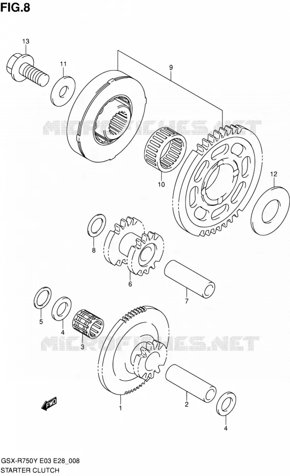 ROUE LIBRE DE DEMARREUR Suzuki MOTO 750 GSX-R 2000  GSX-R750Y(E03,E28,E33)