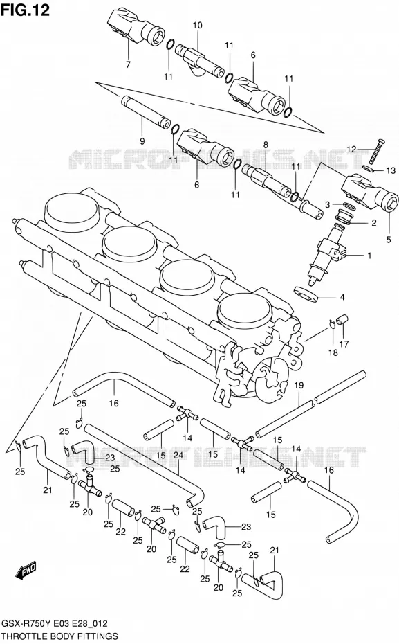SYSTÈME D'INJECTION (MODELE Y) Suzuki MOTO 750 GSX-R 2000  GSX-R750Y(E03,E28,E33)