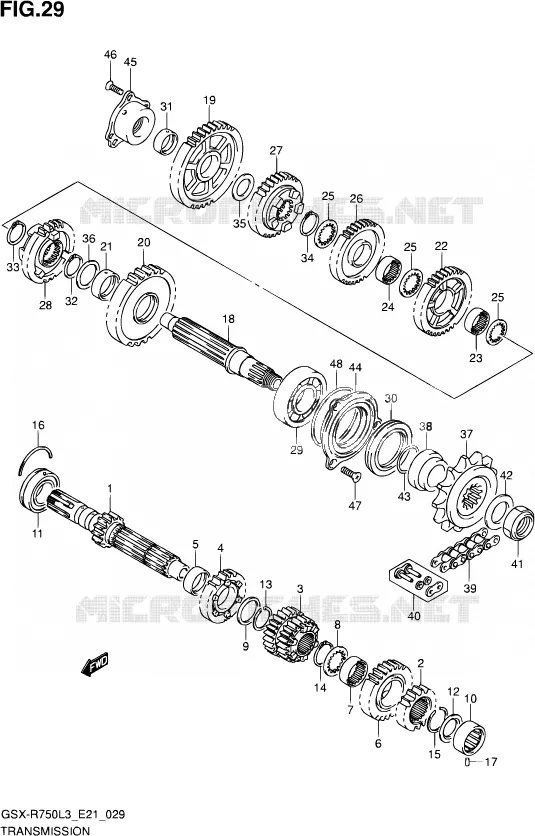 TRANSMISSION Suzuki MOTO 750 GSX-R 2013  GSX-R750UF L3 (E21)