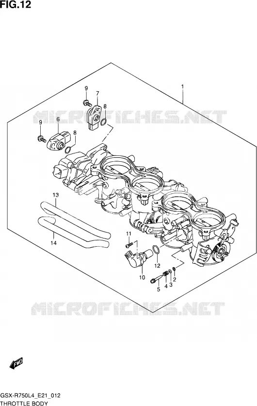 CORPS DE PAPILLON (GSX-R750L4 E21) Suzuki MOTO 750 GSX-R 2014  GSX-R750UF L4 (E21)