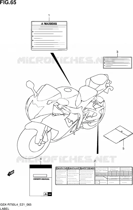 ETIQUETTE (GSX-R750UFL4 E21) Suzuki MOTO 750 GSX-R 2014  GSX-R750UF L4 (E21)