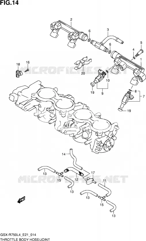 SYSTÈME D'INJECTION (GSX-R750L4 E21) Suzuki MOTO 750 GSX-R 2014  GSX-R750UF L4 (E21)