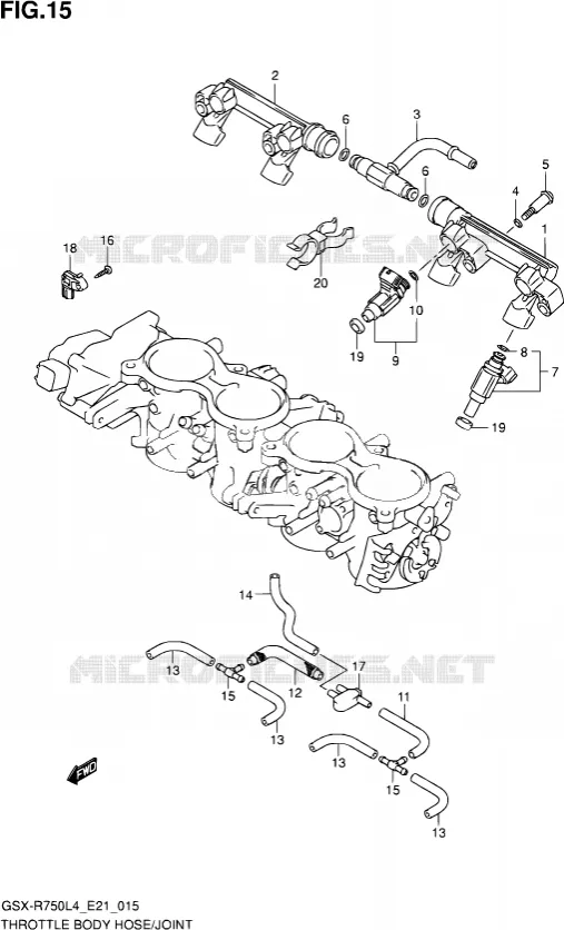 SYSTÈME D'INJECTION (GSX-R750UFL4 E21) Suzuki MOTO 750 GSX-R 2014  GSX-R750UF L4 (E21)
