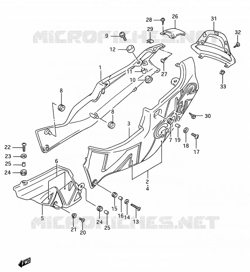 CARENAGES ARRIERE  (MODELE N) Suzuki MOTO 750 GSX-R 1992  GSX-R750W N (E03,E28,E33)