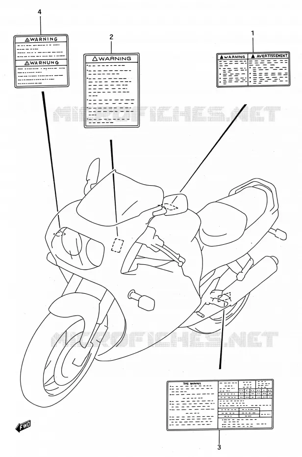 ETIQUETTE Suzuki MOTO 750 GSX-R 1992  GSX-R750W N (E03,E28,E33)