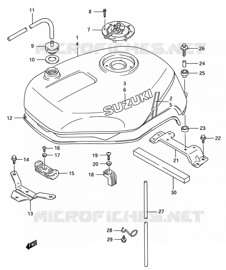 RESERVOIR D'ESSENCE (MODELE N) Suzuki MOTO 750 GSX-R 1992  GSX-R750W N (E03,E28,E33)