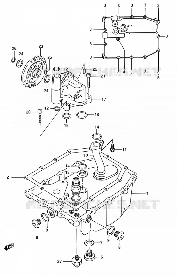 CARTER INFERIEUR - POMPE A HUILE Suzuki MOTO 750 GSX-R 1993  GSX-R750W P (E03,E28,E33)